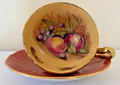 Buy Aynsley Orchard Gold Coral Cup And Saucer Signed By D Jones 1930s To 1960s • 35£