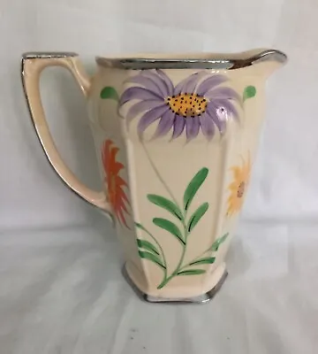 Buy Vintage Art Deco Arthur Wood Hand Painted Jug Vase Flower Orange Purple Yellow • 19.99£