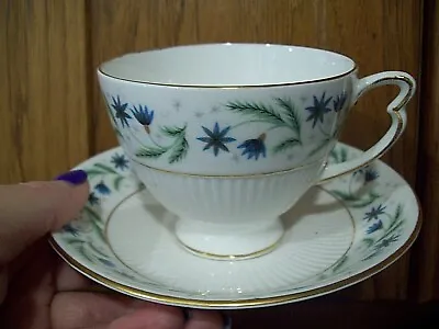 Buy RARE Colclough Fine Bone China England Tea Cup And Saucer Blue Floral Ribbed • 11.40£