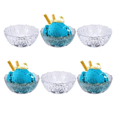 Buy Glass Dessert Bowls 6 Piece Set Crystal Clear Fruit Trifle Salad Dessert Dishes • 12.99£
