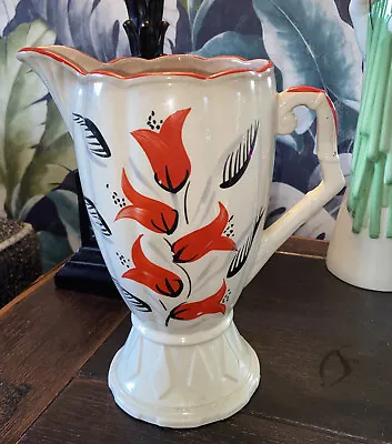 Buy Arthur Wood Vase~Hand Painted~Red Tulips • 15£