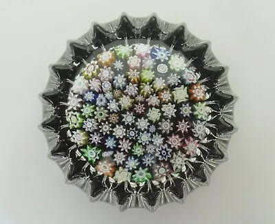 Buy Peter McDougall Millefiori Black Ground Fluted Paperweight - 2 1/2 (6.25cms) • 72.50£