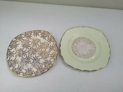 Buy 2 ROYAL VALE Bone China Side Plates Pale Green With Gold Pattern Set C VGC • 12£
