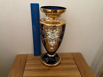 Buy Bohemian Cobalt Blue Glass Vase 30cm • 54.99£