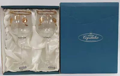 Buy Bohemia Crystal 50th Anniversary Wine Glasses Gold Decoration  Boxed  E29 P557 • 5.95£
