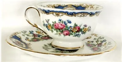 Buy Vintage Foley Bone China Broadway Pattern Blue And Gold Teacup And Saucer • 64.51£