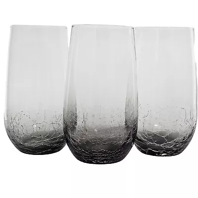 Buy Pier 1 Smoke Crackle Glass Highball Tumblers 6  Grey Ice Tea Water Glasses 3set • 38.31£
