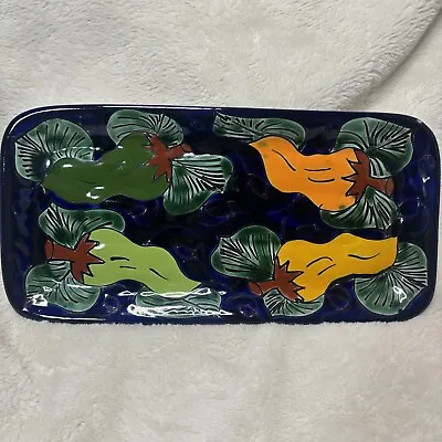 Buy Talavera Pottery Serving Tray Cobalt  Blue Chili Peppers Platter Approx 11.5 X 6 • 20.68£