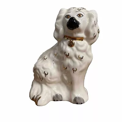 Buy VINTAGE BESWICK SMALL WALLY DOG 13cm TALL 1378- 6 WHITE & GOLD CERAMIC • 14.99£