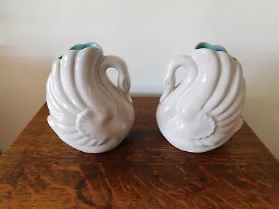 Buy Vintage Pair Of Swan Vases Langham Ware 5150 • 19£