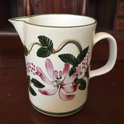 Buy Stunning Iden Pottery Jug Hand Painted Honeysuckle/hops Flowers Trailing Leaves • 8£