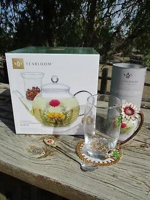 Buy Teabloom Celebration Glass Teapot Loose Tea Glass Infuser Set NEW • 25.92£