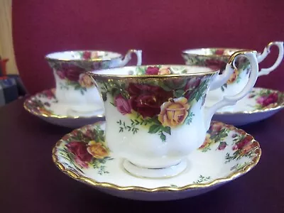 Buy Royal Albert Old Country Roses Teacups And Saucers X3 • 15£