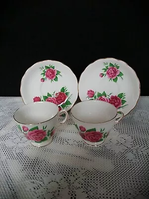 Buy ROYAL VALE , 2 X Tea Set  PINK Rose Pattern CUP&SAUCER • 13.29£