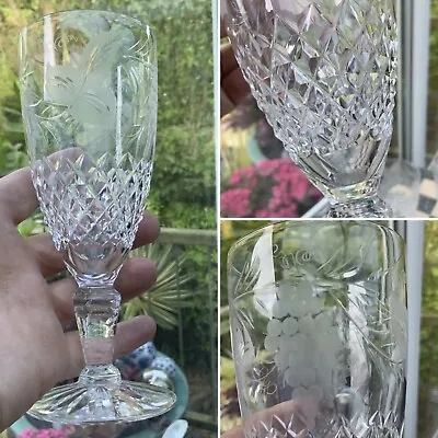 Buy 1 Champagne Flute LEAD CRYSTAL ENGRAVED GRAPEVINE CUT GLASS BRIERLEY HILL 6 1/4” • 45£