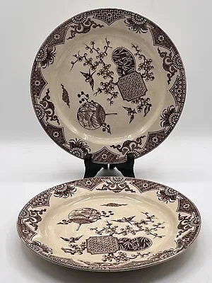 Buy Antique 2 Dinner Plates T Furnival & Sons Formosa Brown Pattern 1879 9.25” Eng • 57.64£