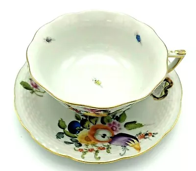 Buy Herend Footed Cup And Saucer Set 734 Fruits & Flowers BFR Teacup Vintage Hungary • 60.23£