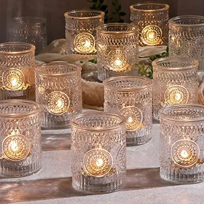 Buy  24pcs Clear Glass Votive Candle Holders, Vintage Candle Holder For  • 52.63£