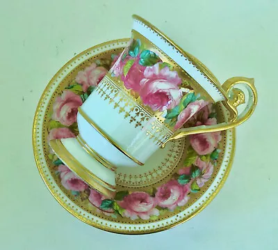 Buy Antique Copeland’s China Chocolate Cup & Saucer, Cabbage Roses • 475.45£