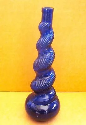 Buy V276) Vintage Blue Glass Spiral Genie Decanter Bottle Shonfeld's USA • 17.50£