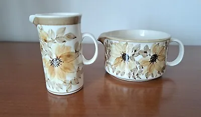 Buy Vintage Jersey Pottery Brown And Cream Milk Jug / Creamer Flower Pattern • 8£