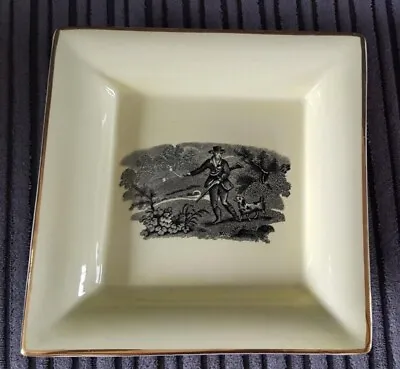 Buy VINTAGE Kirkham Pottery Yellow Square Dish With Rifle Hunting Picture • 9.99£