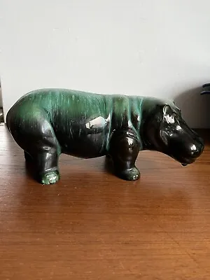 Buy Vintage Blue Mountain Pottery Canada Grizzly Hippo Teal Blue Drip Glaze • 19.95£