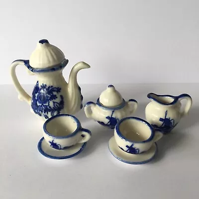 Buy Vintage Miniature Doll’s Blue And White Dutch Tea Set • 5£