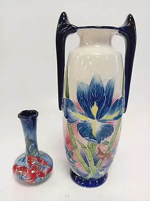 Buy Old Tupton Ware Iris Vase With Handles & Small Hibiscus Bud Vase Hand-Painted  • 9.99£