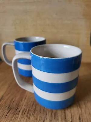 Buy Pair Of T G GREEN Cornishware Blue & White Stripe Straight Coffee/Tea Mugs/Cups • 30£