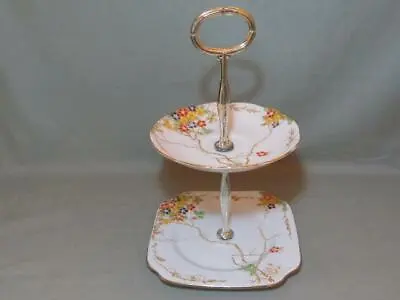 Buy Deco English Bone China Biscuit Plate Small Cakestand Summer Blossom Pattern • 9.99£