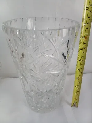 Buy Cut Glass Vase Heavy  Large Vintage Wheeled Star Vase 23cm Quality Glass • 28£