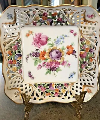 Buy Antique SCHUMANN By DRESDEN Fine Floral Porcelain China Sq Dish *SIGNED & EMBLEM • 179.24£