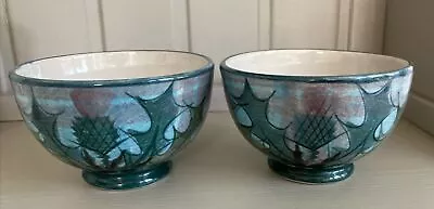 Buy Tain Pottery Glenaldie Scotland Cereal Two Footed Bowls 12.5 Cm Dia • 30£