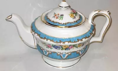 Buy Beautiful Crown Staffordshire Small Teapot Blue Floral Rockingham Bone China • 55.95£
