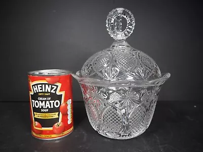 Buy Clear Candy Crystal Glass Jar With Lid Good Size Unusual Triple Hole Finial • 11.99£