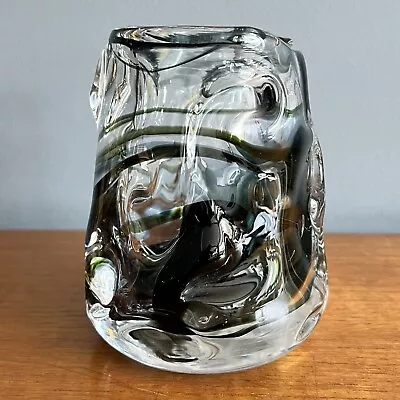 Buy Vintage Whitefriars Streaky Knobbly Glass Vase 13.5cm With Label Mid Century • 40£