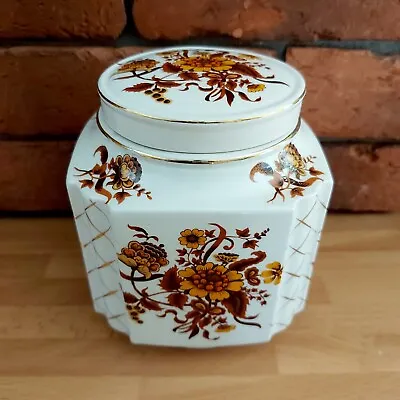 Buy Sadler Square Floral Storage Jar With Lid Biscuit Barrel England Vintage  • 7£