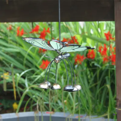 Buy Glass Wing Glow In The Dark Butterfly Bobbin' Bells Wind Chimes Hanging Ornament • 5.99£