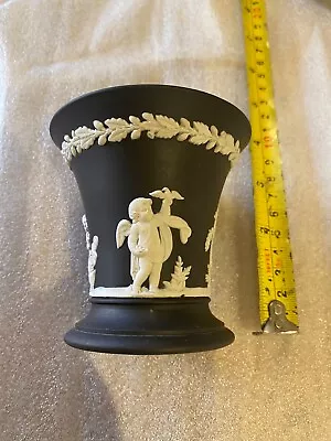 Buy Small Wedgewood Black Jasperware Trumpet Vase • 5.99£