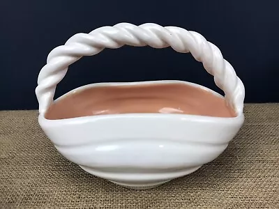 Buy Vintage Brannam Barnstaple Pottery Rope Twist Handle Peach/white Posy Bowl Vase • 20£