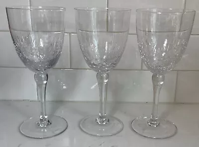 Buy 3-PIER 1 CLEAR CRACKLE Water/ WINE Stem Goblet GLASS 12 Oz. • 37.71£