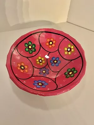 Buy Mexican Talavera Pottery 3 Footed Salsa/Trinket Bowl Hot Pink With Flowers 5.5” • 12.46£