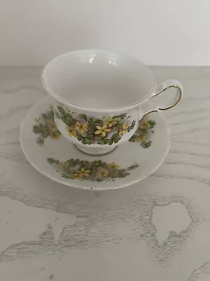 Buy Queen Anne Bone China Footed Cup And Saucer Set Yellow Flowers Used Condition • 4.75£