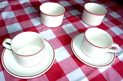 Buy WHITE & RED Barratts Of Staffordshire TABLEWARE 2 CUPS & 2 SAUCERS 2 SUGAR BOWLS • 4.99£