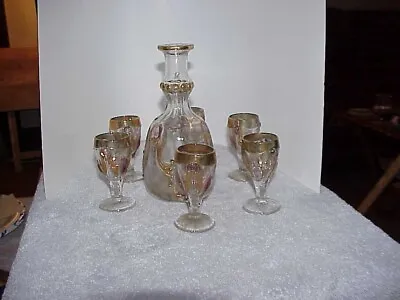 Buy Antique Collectible Set Of 6 Sherry Glasses And Decanter 1900's ? Poss  1800' • 2,366.14£