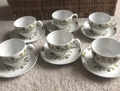 Buy Alfred Meakin Rare Retro Daisy Design Six Cups And Saucers • 15£