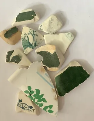 Buy Beach Pottery - Sea Pottery - Green Theme From Cornish Beaches • 9.99£