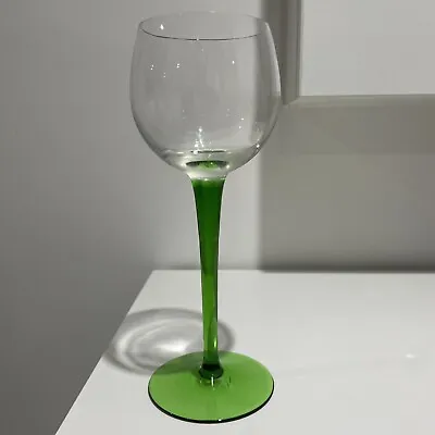 Buy Glass Art Nouveau Wine Glass Visually Blown Green Stem Wine Glass Vintage Rare • 5£
