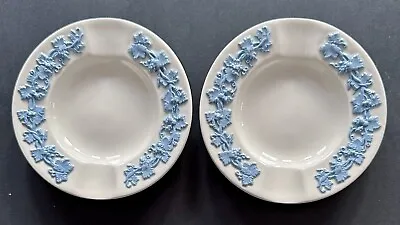 Buy Two Round Wedgwood Etruria Barlaston England Embossed Queensware Blue On White • 21.81£